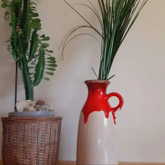 Vintage Fat Lava Drip Glaze Pottery Jug - Picture 6 of 7